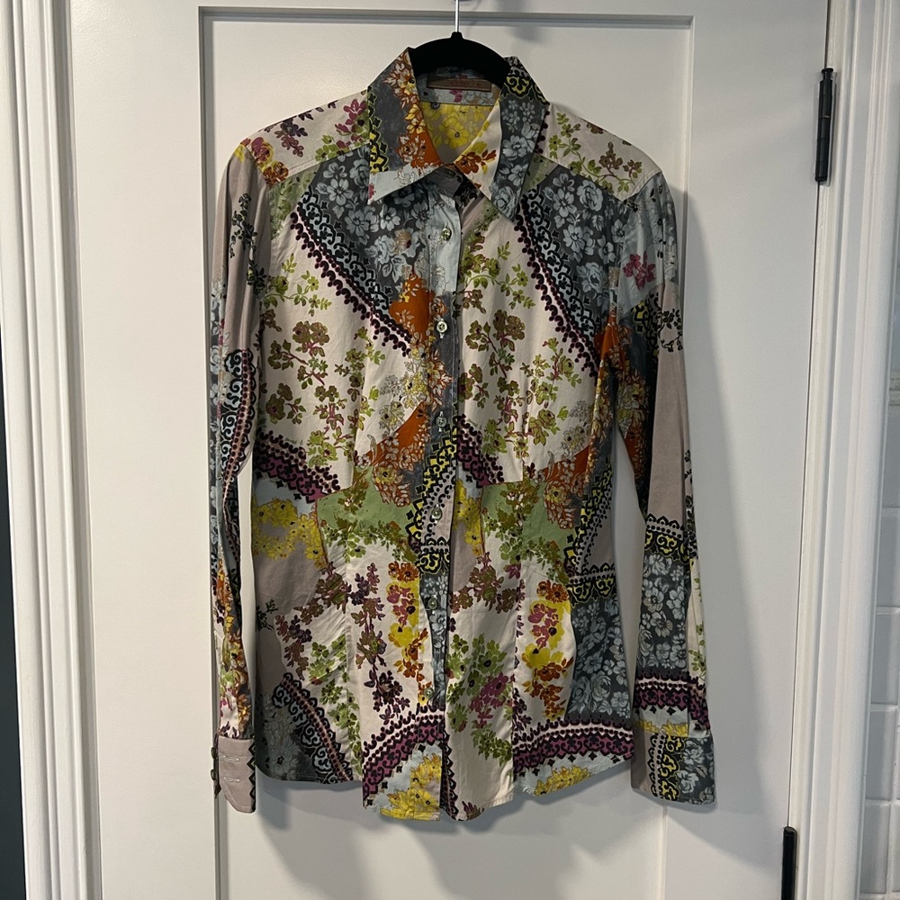 ETRO Milan Multi-patterned Button Down Shirt, size 42/ US 6